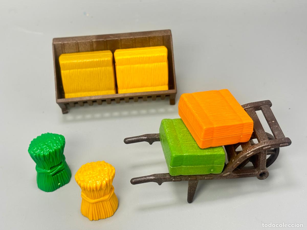 Playmobil: Playmobil lote comedero carretilla y fardo paja