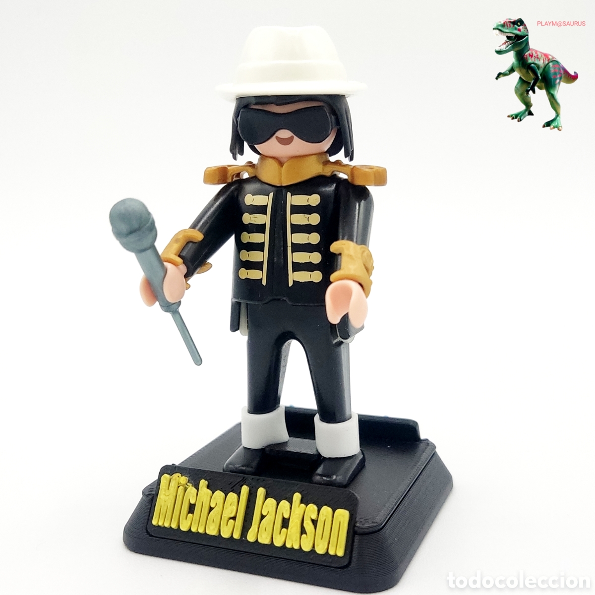 Playmobil: Playmobil figura Michael Jackson cantante Rey del pop traje rojo custom musico + peana 3D