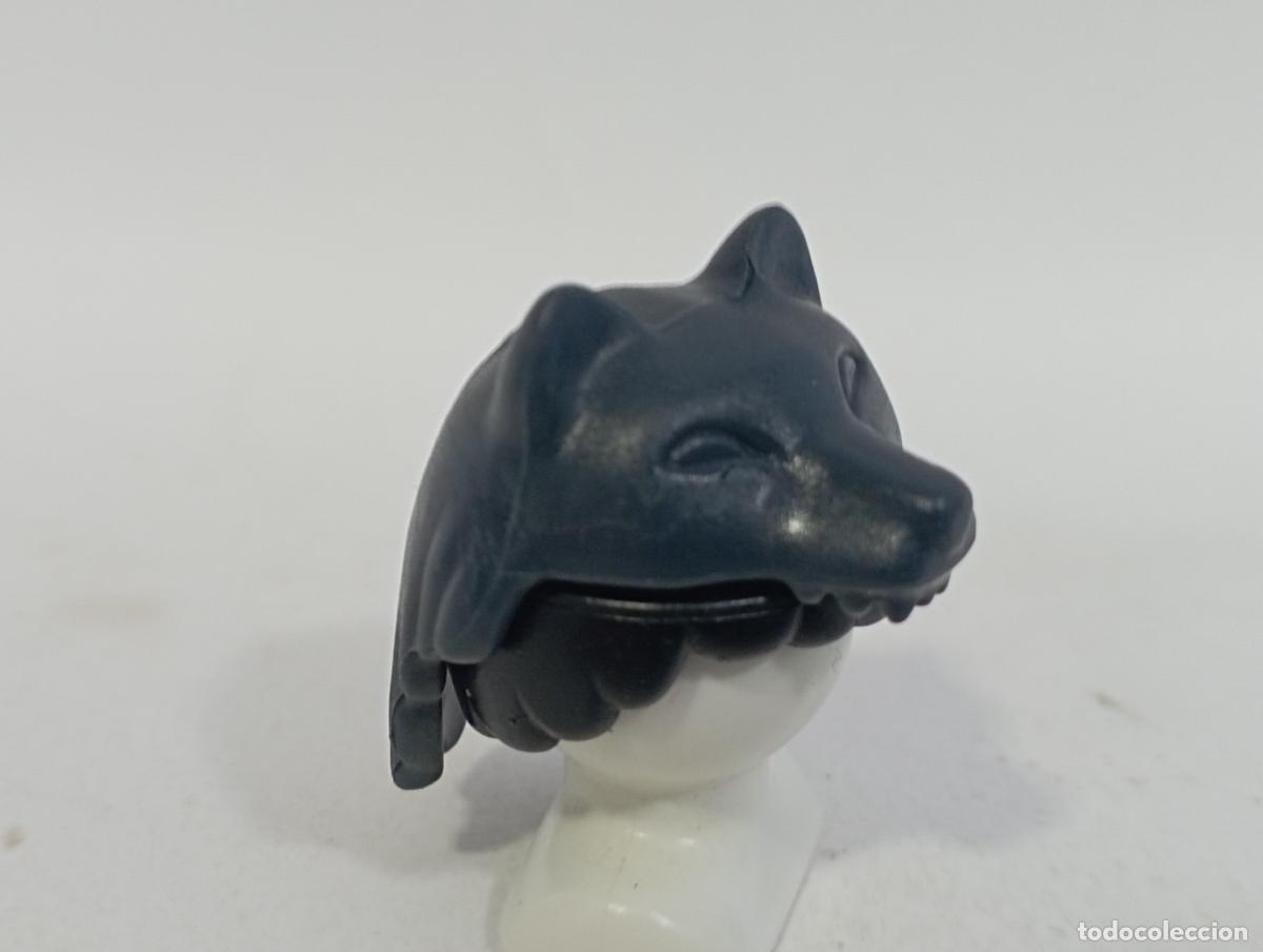 Playmobil: PLAYMOBIL GORRO CABEZA DE LOBO INDIOS MEDIEVAL----------GRIS AZULADO