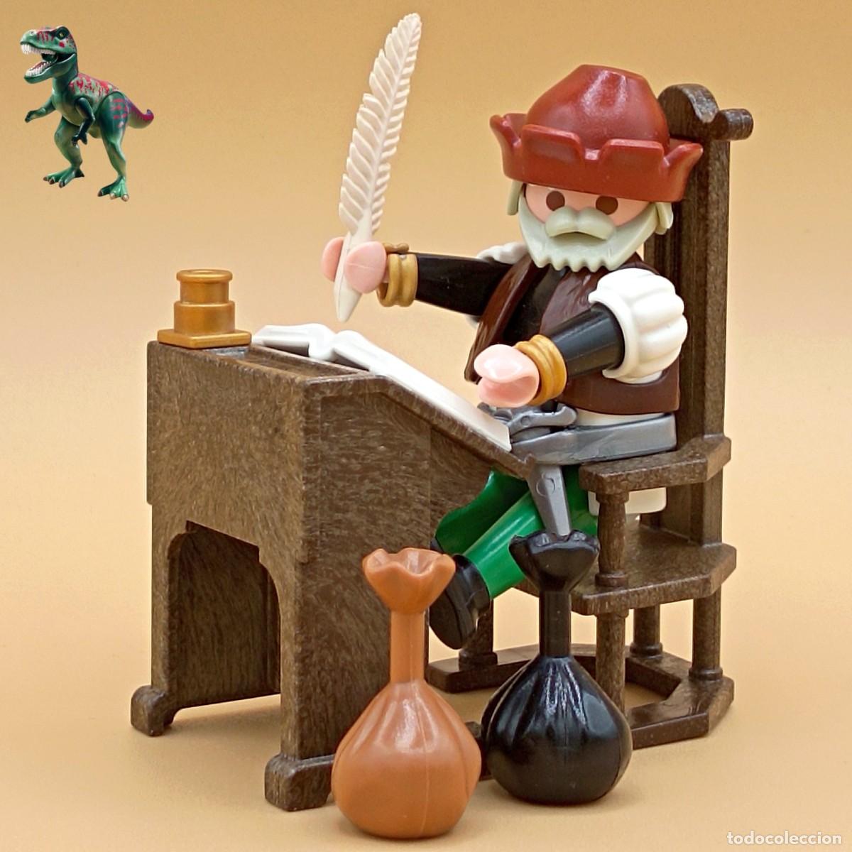 Playmobil: Playmobil figura recaudador medieval escriba mercader escribano conde noble escritorio pluma tintero