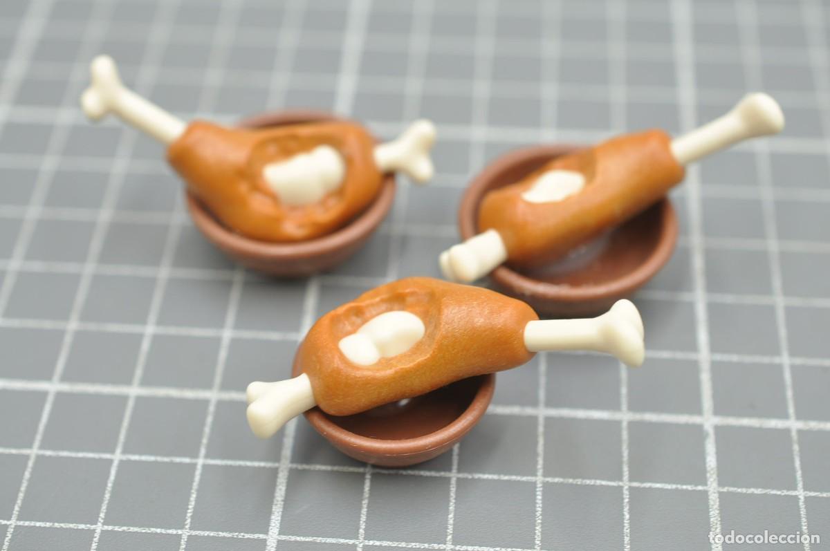 Playmobil: WSK096 Playmobil, 3 cuencos con carne (pegados)