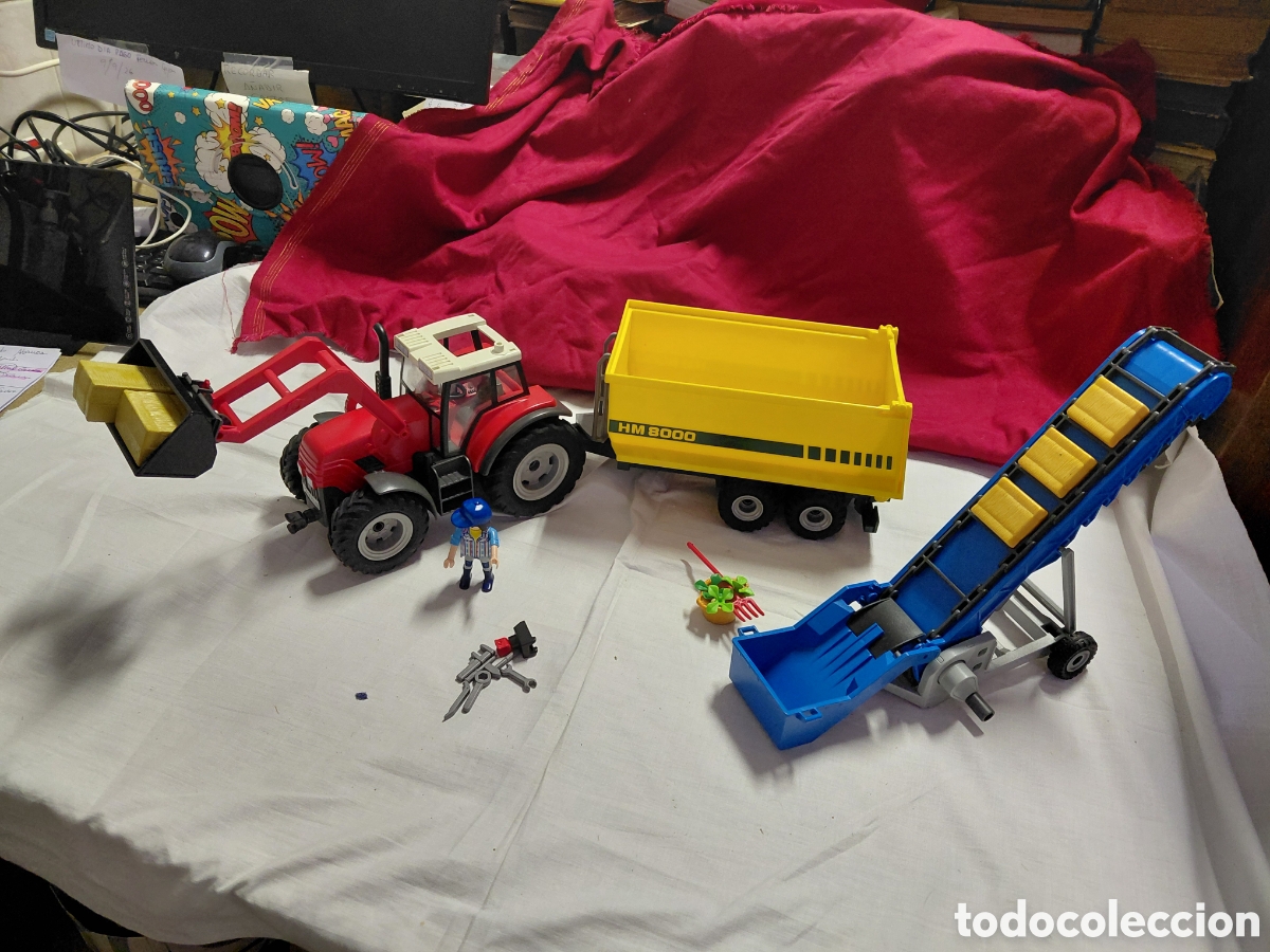 Playmobil: LOTE PLAYMOBIL TRACTOR CON REMOLQUE REF 70131 Y CINTA TRANSPORTADORA REF 6576.SE VENDE LO QUE SE VE