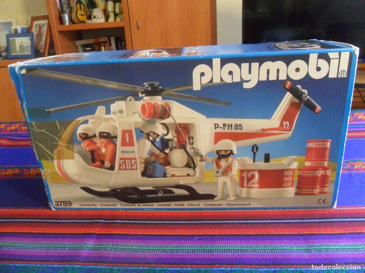 Playmobil: EN CAJA HELIC&Oacute;PTERO DE SALVAMENTO 3789, MOTO DE POLIC&Iacute;A, ANTIDISTURBIOS, CABALLO, ETC. ENTRA Y MIRA.