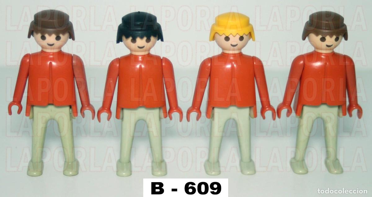 Playmobil: PLAYMOBIL 4 FIGURAS CL&Aacute;SICAS 1&ordf; &Eacute;POCA MANO FIJA - TALLER GARAJE (B-609)