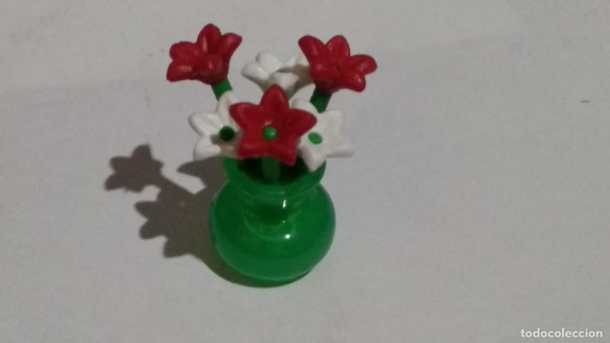 Playmobil: PLAYMOBIL JARR&Oacute;N VERDE TRASL&Uacute;CIDO + RAMO DE FLORES MACETA MACETERO PLANTA VEGETACI&Oacute;N FLOR FLORERO