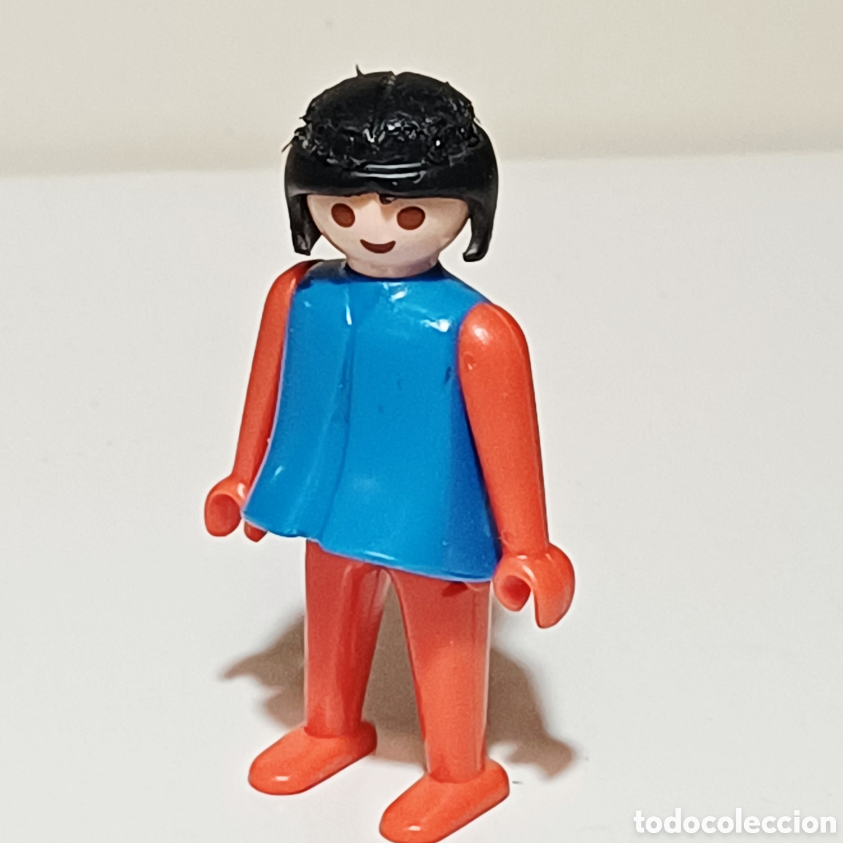 Playmobil: Figura Playmobil mujer torso azul brazos piernas rojo city ciudad primera &eacute;poca