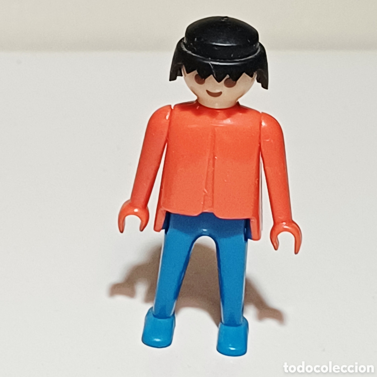 Playmobil: Figura Playmobil mujer torso azul brazos piernas rojo city ciudad primera &eacute;poca