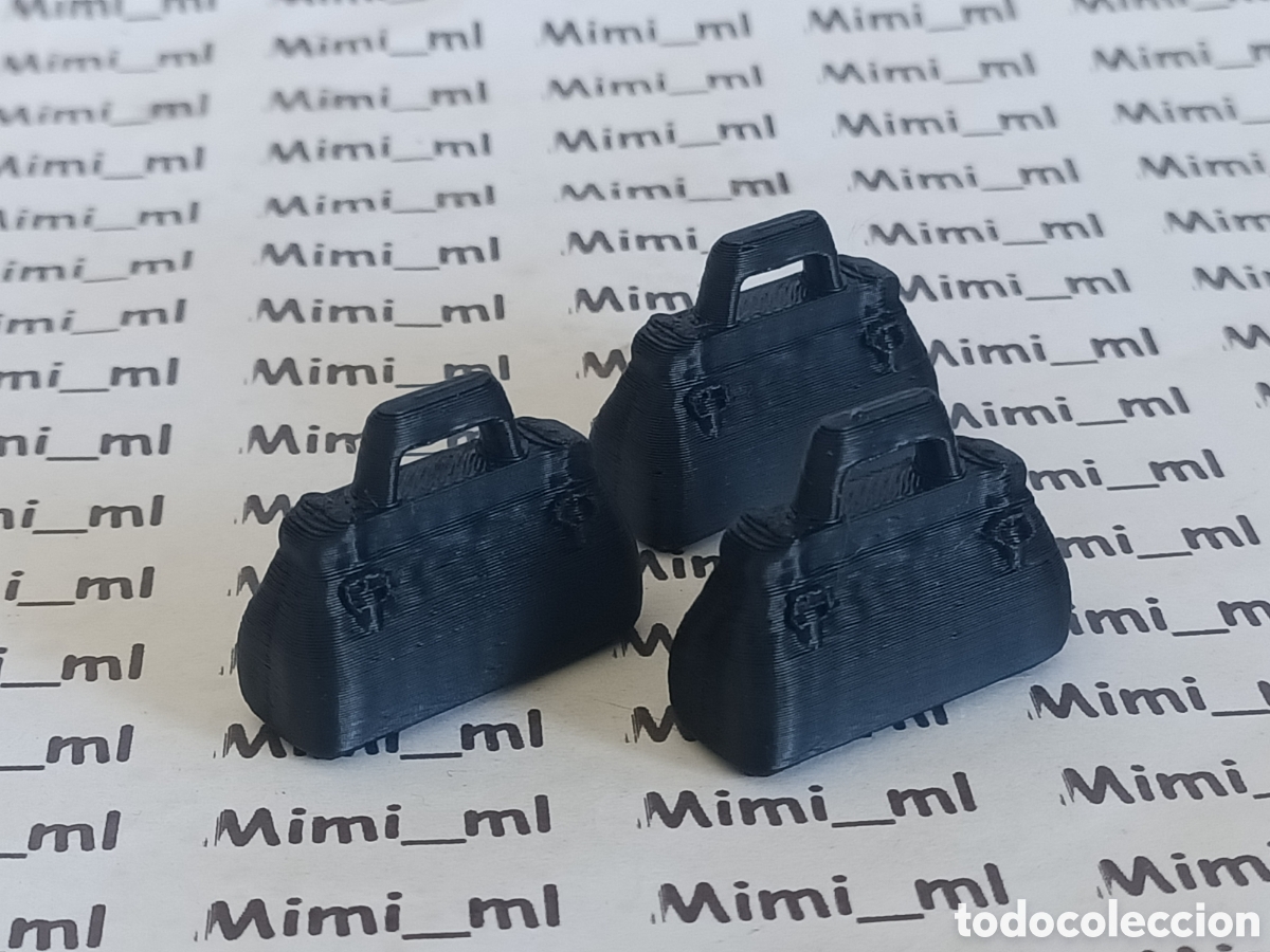 Playmobil: 3 bolsos negros en impresi&oacute;n 3d compatibles Playmobil maletines western oeste serie rosa