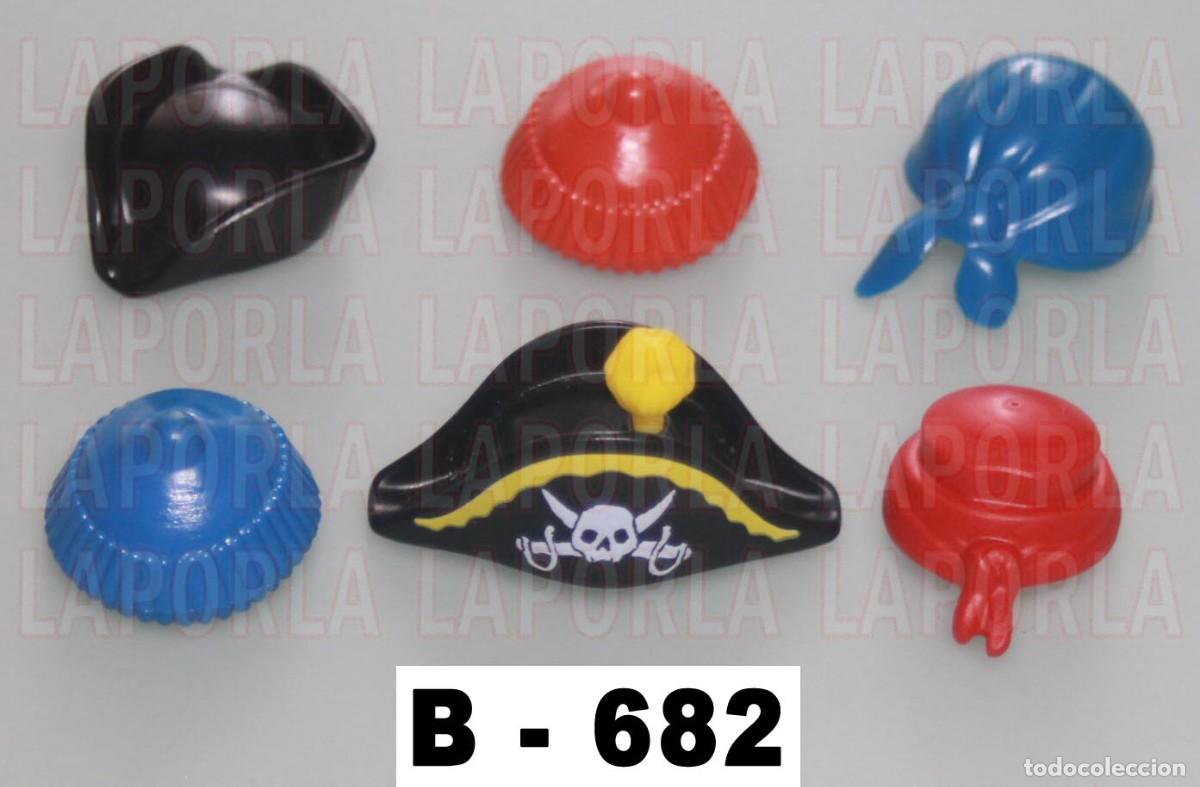 Playmobil: PLAYMOBIL 6 SOMBREROS Y GORROS PIRATAS - BARCO GALE&Oacute;N CAPIT&Aacute;N TESORO CORSARIO ISLA BUCANERO (B-682)