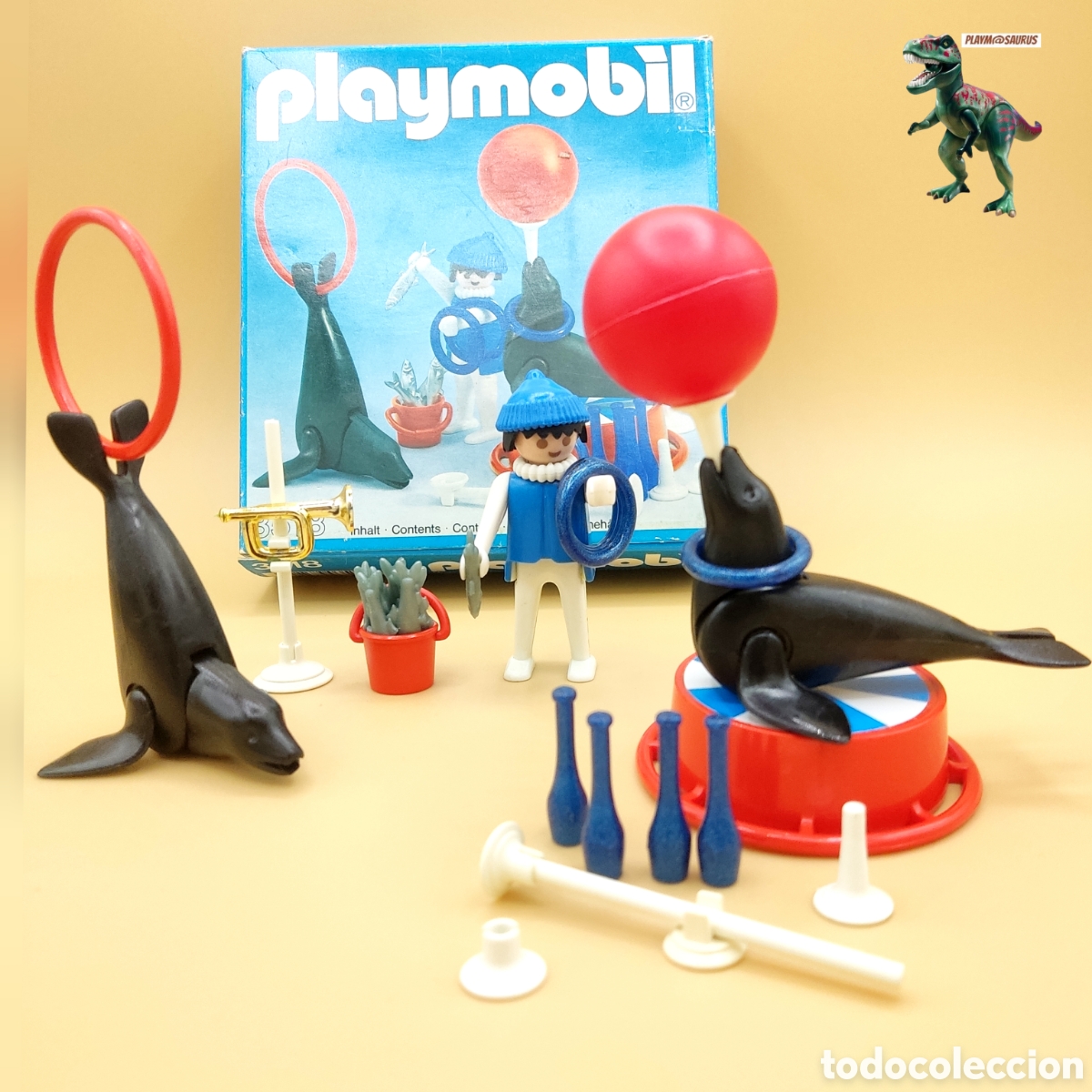 Playmobil: PLAYMOBIL 3518 con caja espectaculo de circo domador de focas leones marinos a&ntilde;o 1983
