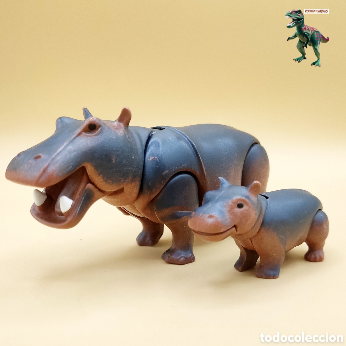 Playmobil: Playmobil hipopotamo adulto + cria zoo safari africa lago rio recinto animales 6421 6945