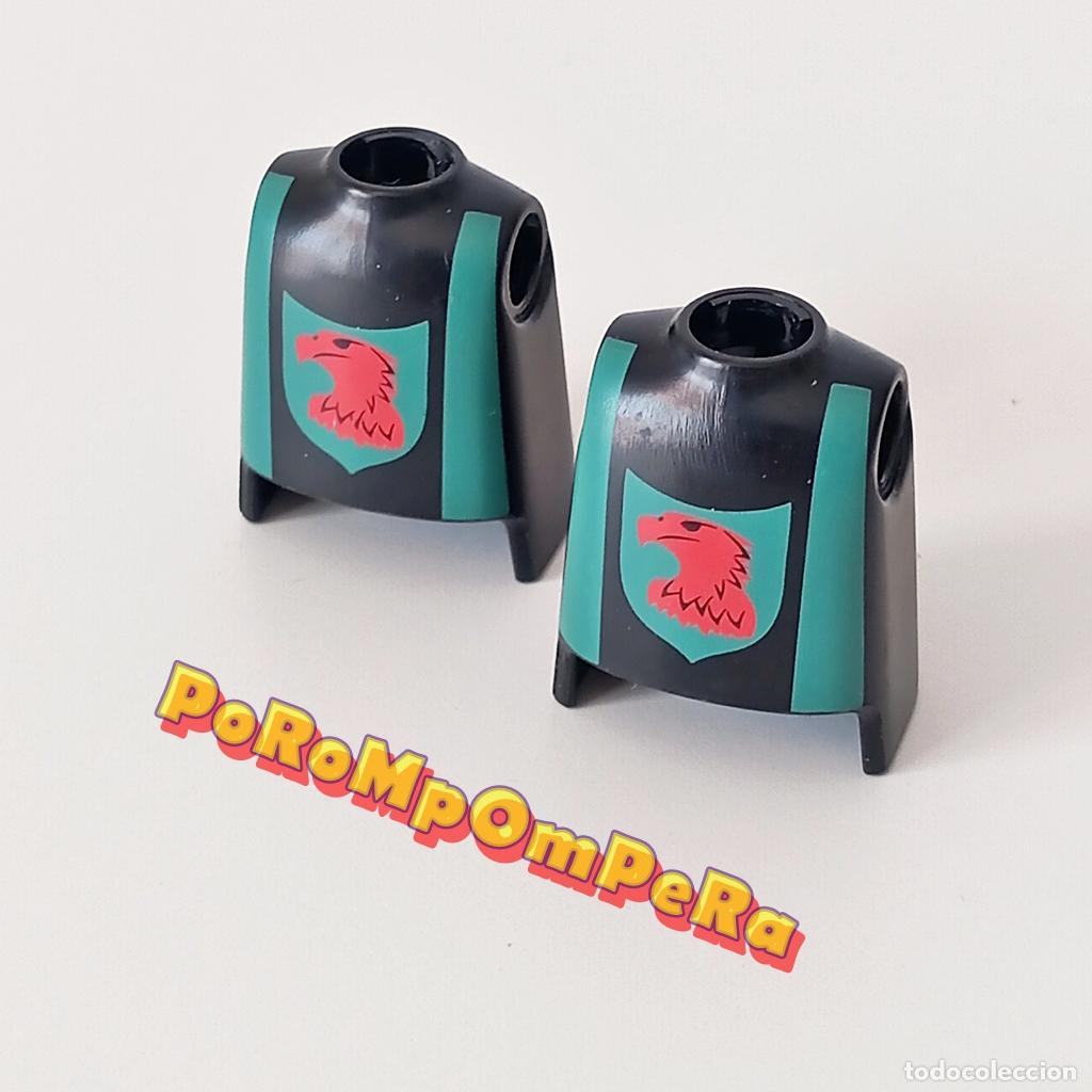 Playmobil: PLAYMOBIL lote x2 torso caballero medieval orden &aacute;guila roja CUSTOM/COMPLETAR halc&oacute;n FL
