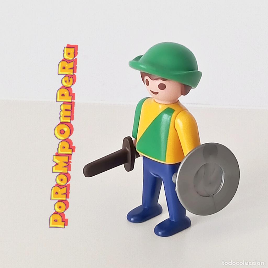 Playmobil: PLAYMOBIL figura ni&ntilde;o 3666 pr&iacute;ncipe infantil caballero medieval espada marr&oacute;n escudo plateado FB