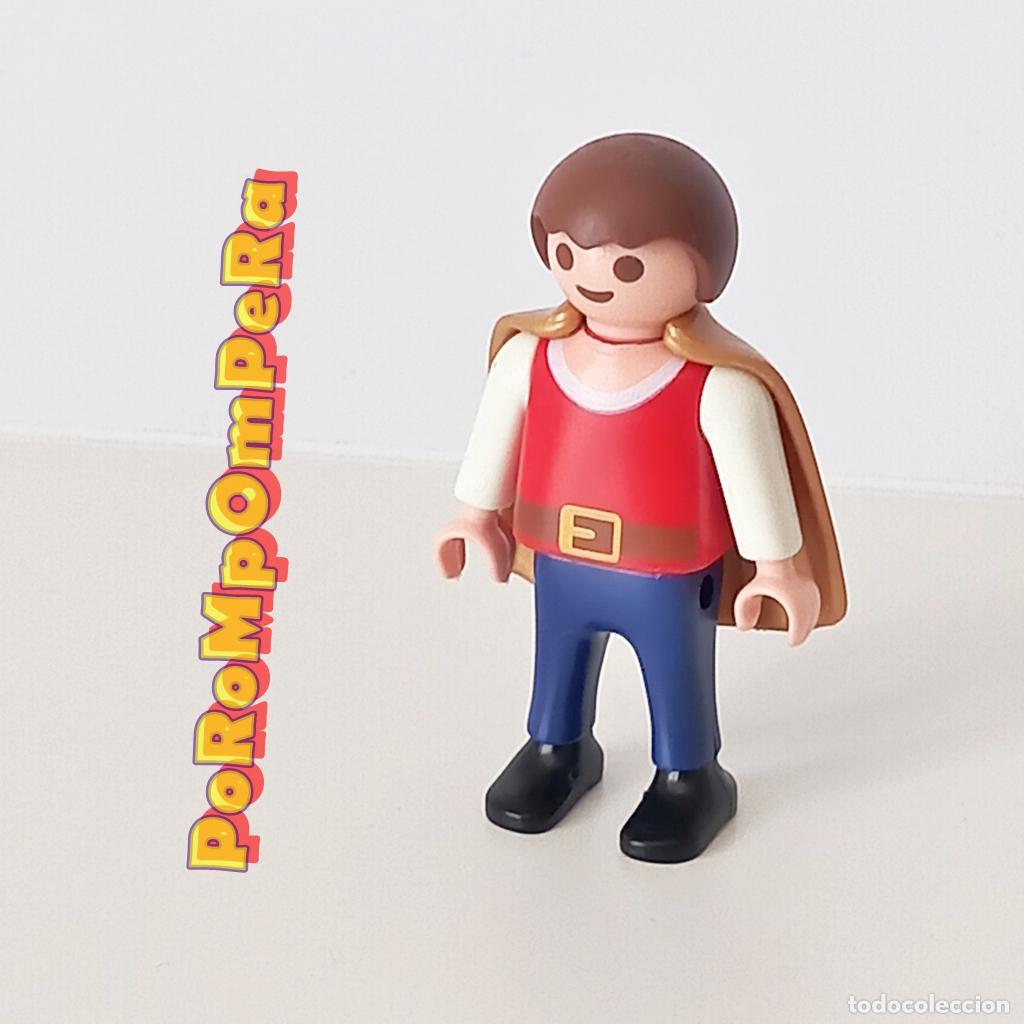 Playmobil: PLAYMOBIL figura ni&ntilde;o 4333 pr&iacute;ncipe infantil caballero medieval capa dorada MICRO FB