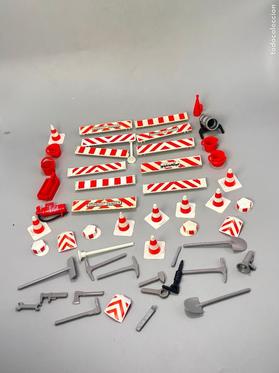 Playmobil: Playmobil lote se&ntilde;ales cono herramienta de obra