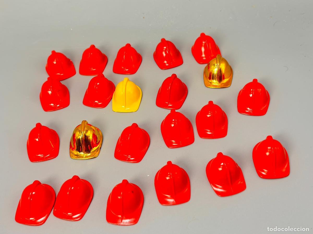 Playmobil: Playmobil lote casco amarillo dorado rojo bombero
