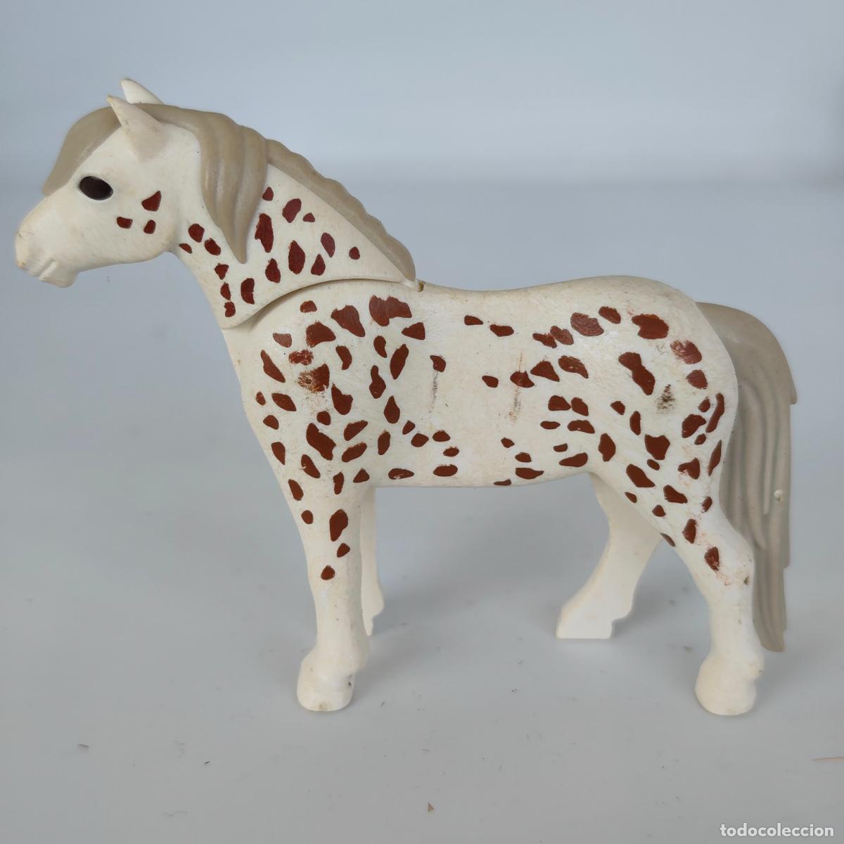 Playmobil: Playmobil Miniatura Blanco Manchado Pony - Peque&ntilde;o Caballo Granja Zool&oacute;gico Potro
