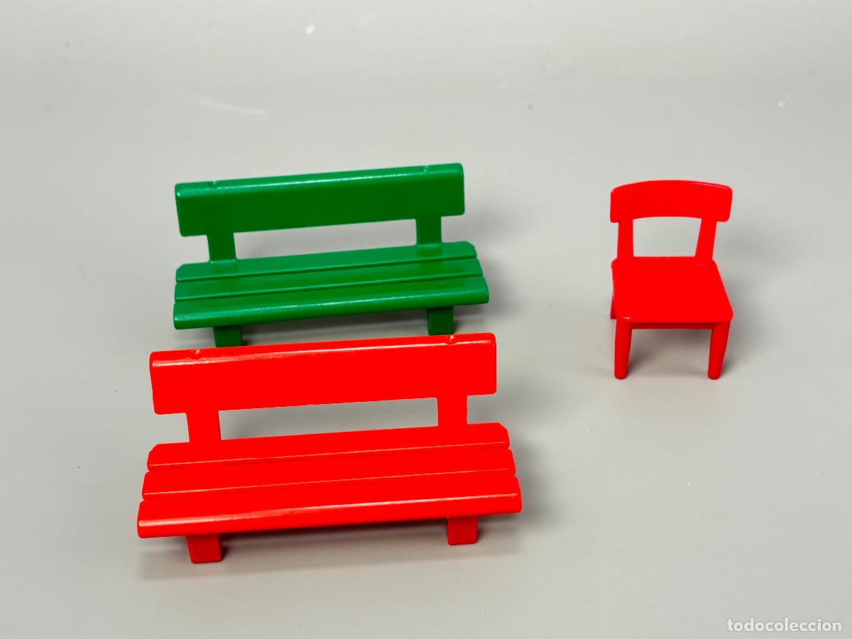 Playmobil: Playmobil lote banco rojo verde con silla