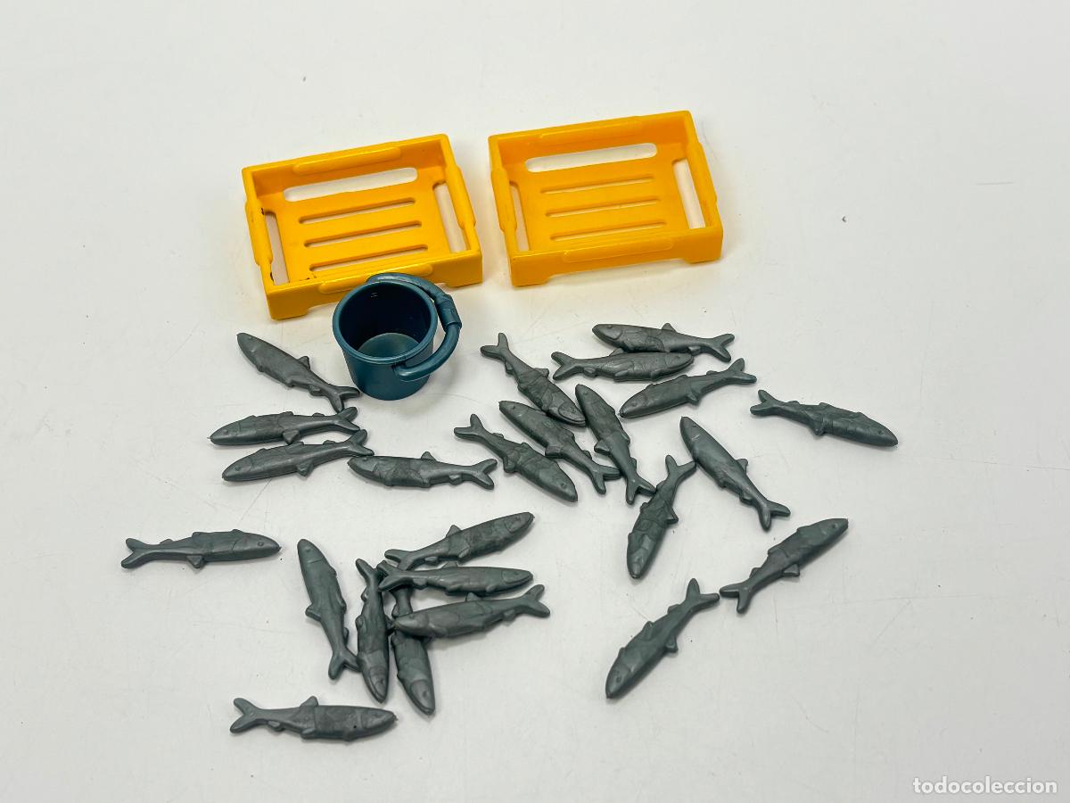 Playmobil: Playmobil 3551 5342 lote caja con peces barco pesca puesto mercado
