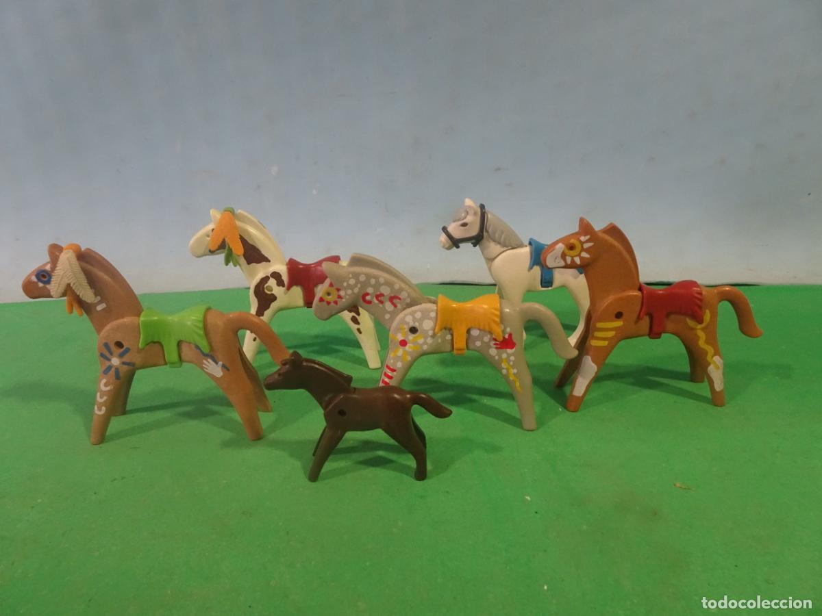Playmobil: PLAYMOBIL - LOTE DE 5 CABALLOS -INDIOS-OESTE
