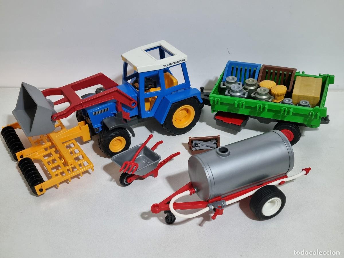 Playmobil: Playmobil 4055 Antiguo Tractor Campo Remolque Granja Granjero Agricultor Lechera