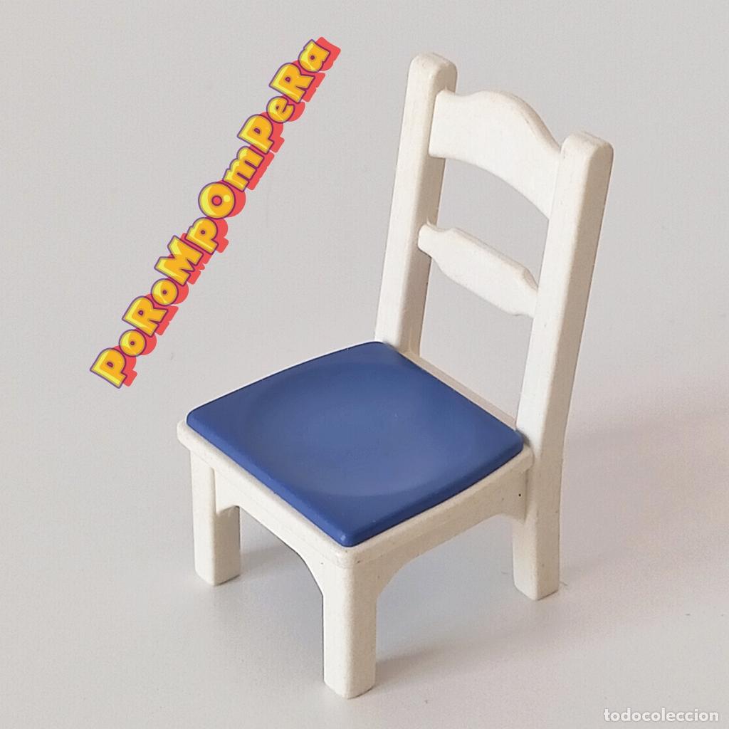 Playmobil: PLAYMOBIL silla blanca coj&iacute;n azul 4145 4297 5317 5331 5763 ? similar 3725 5317 5120 5322 U3