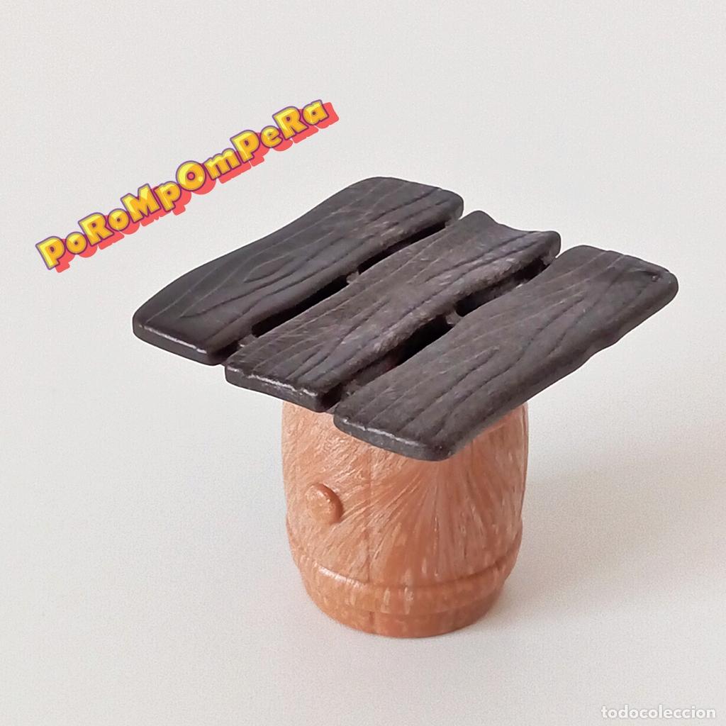 Playmobil: PLAYMOBIL barril marr&oacute;n + tapa madera mesa tonel cantina medieval pirata oeste U3