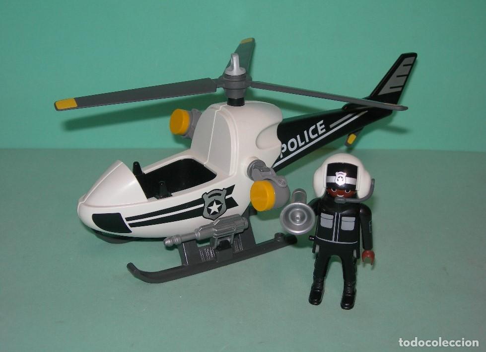 Playmobil: - PLAYMOBIL - HELIC&Oacute;PTERO DE POLIC&Iacute;A CON SU PILOTO REF. 9372 - CIUDAD -