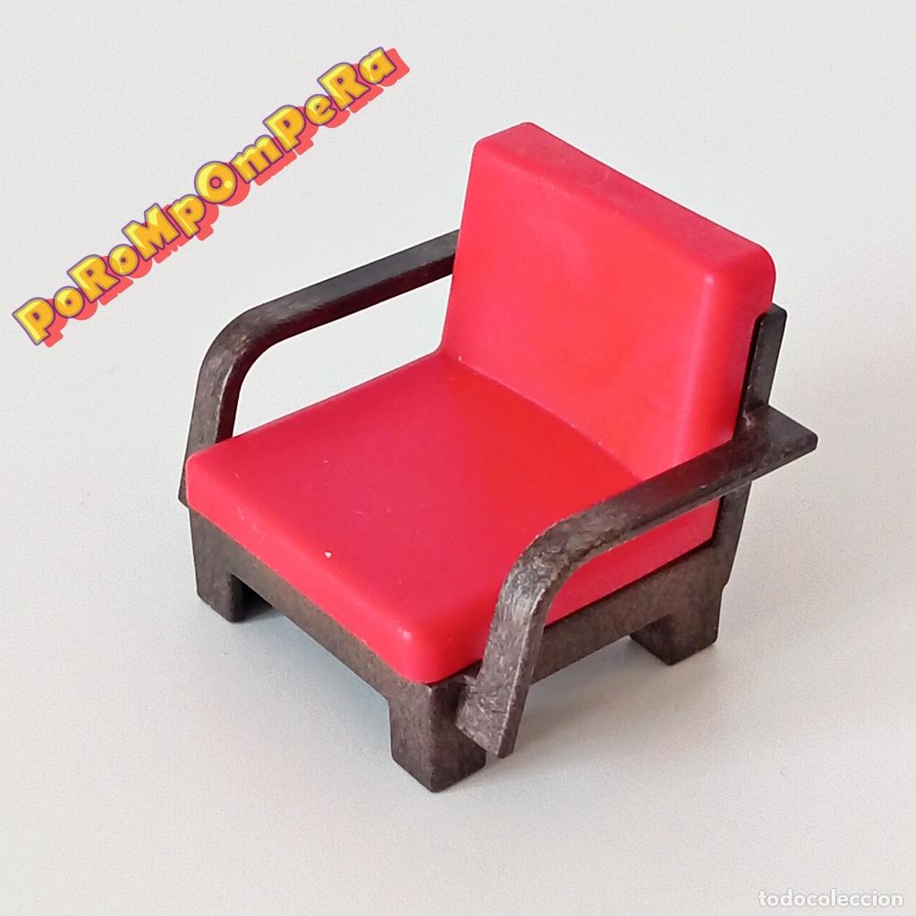 Playmobil: PLAYMOBIL sill&oacute;n o butaca roja mueble mobiliario sal&oacute;n sala de estar casa U3