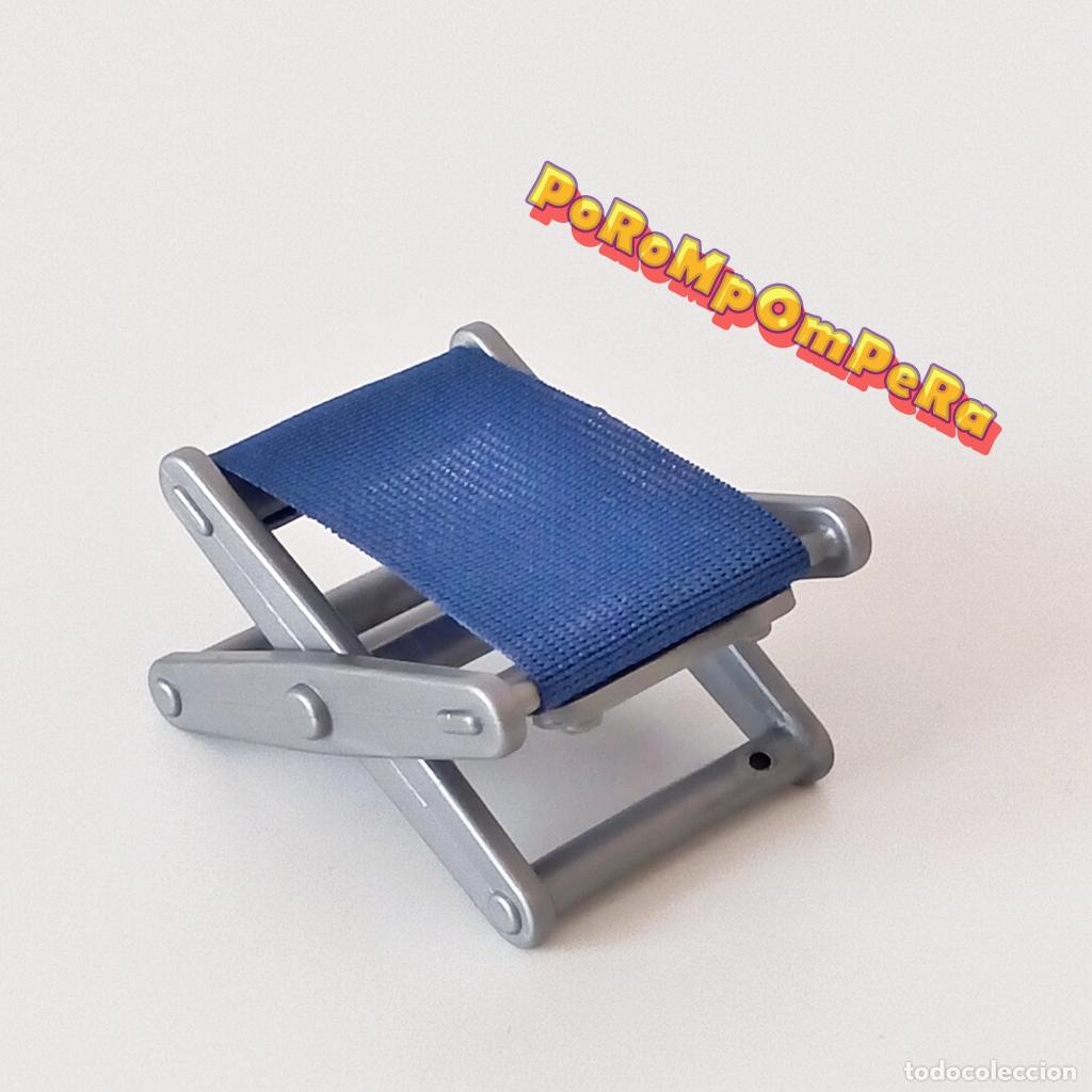Playmobil: PLAYMOBIL silla plegable plateada tela azul 5435 camping familiar U3