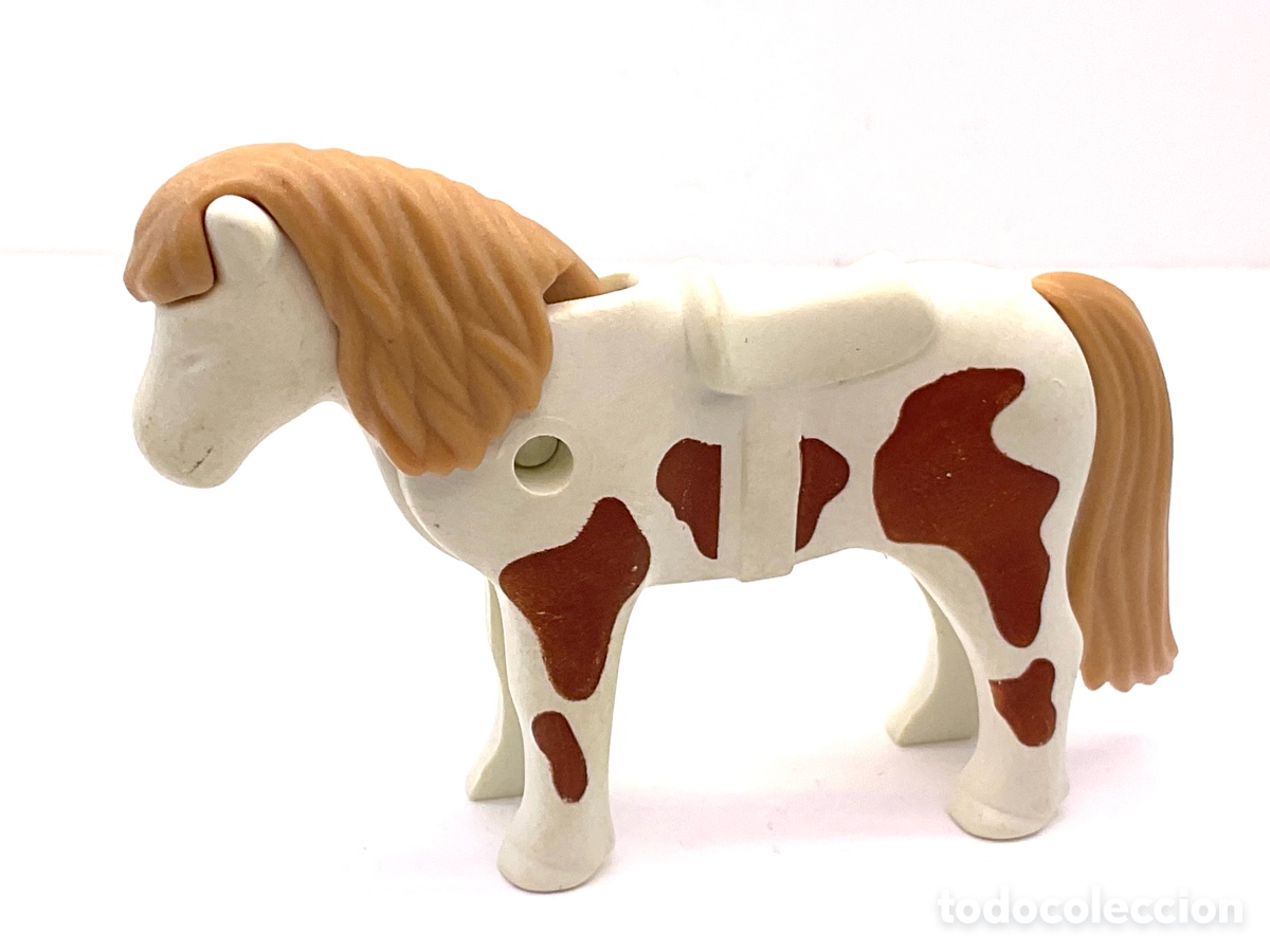 Playmobil: Figura Playmobil. Caballo Peque&ntilde;o. Pony Blanco con Manchas Marrones