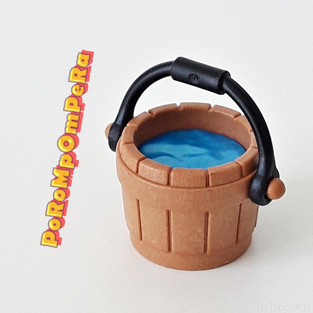Playmobil: PLAYMOBIL cubo marr&oacute;n madera lleno de agua medieval oeste pirata vikingo granja bel&eacute;n egipcio Q7