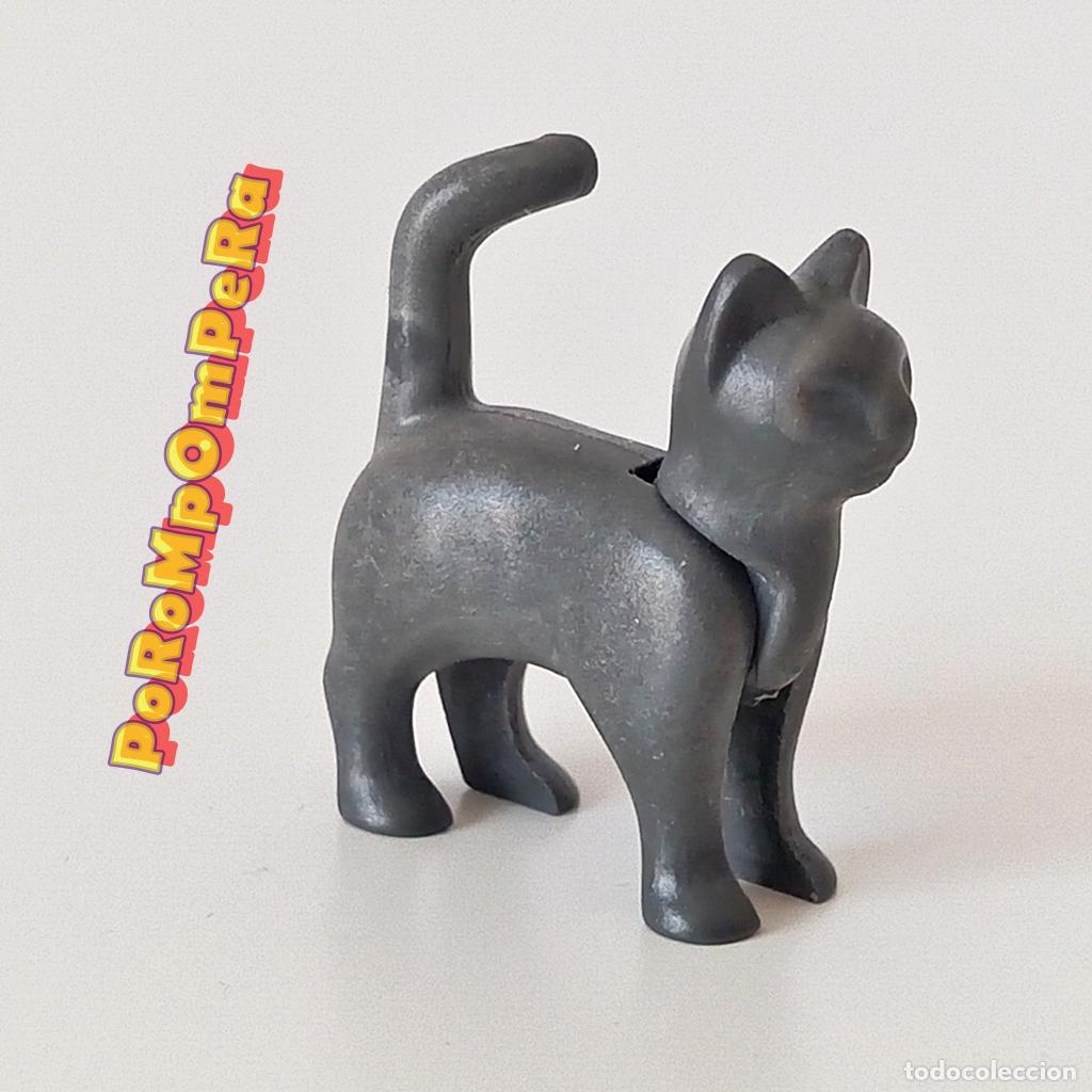 Playmobil: PLAYMOBIL gato gris oscuro cola levantada 4346 animal mascota cl&iacute;nica veterinaria U2