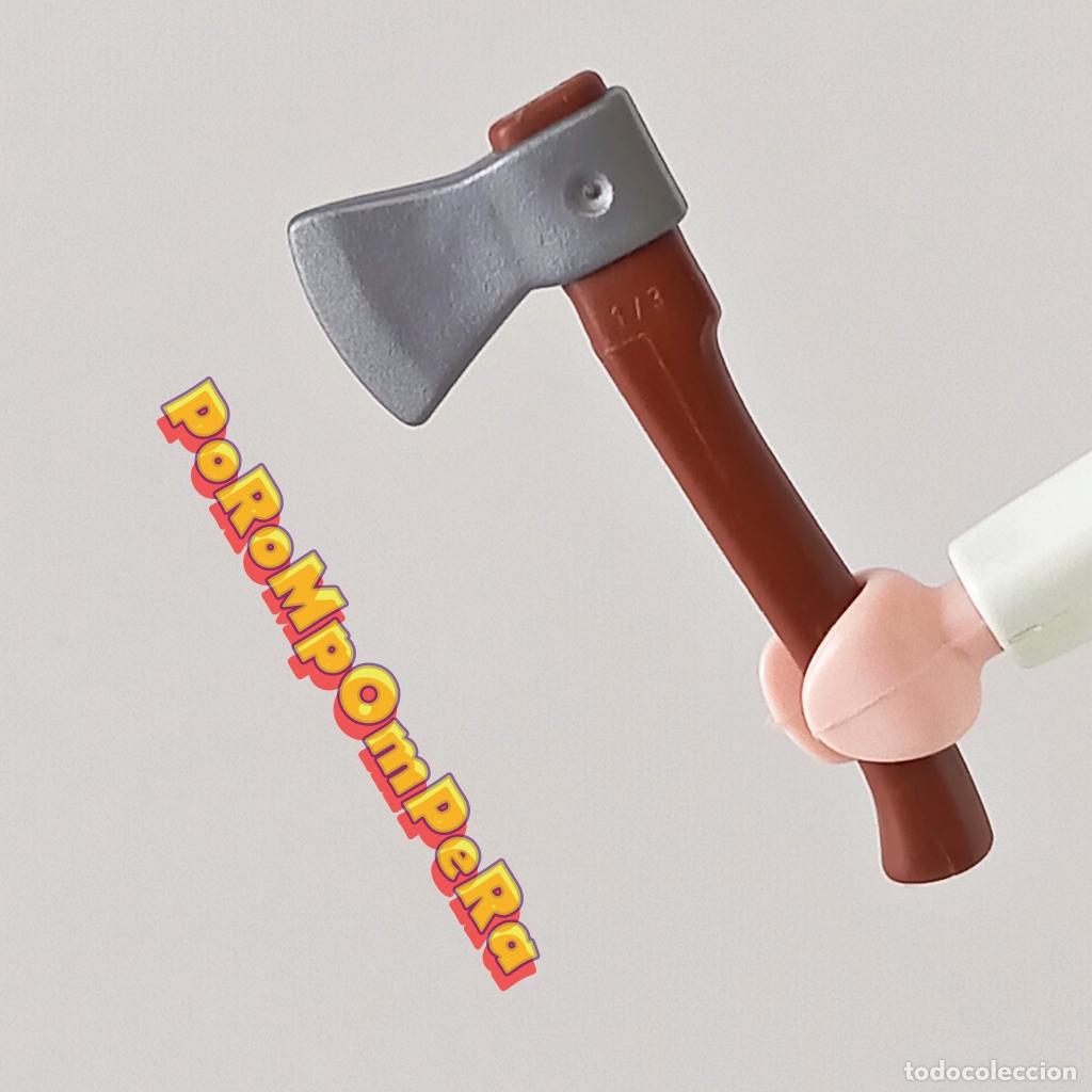 Playmobil: PLAYMOBIL hacha mango marr&oacute;n hoja plateada 4143 5557 5768 6120 6811 6814 9332 70025 U2