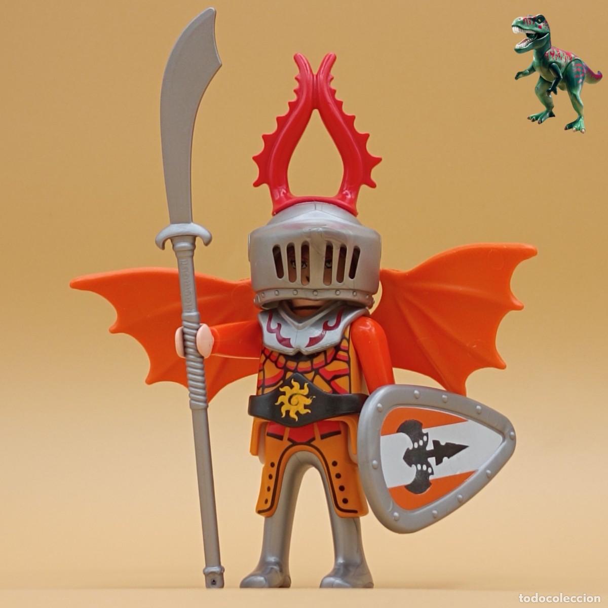 Playmobil: Playmobil figura caballero dragon naranja guerrero alado alas guardia real soldado castillo medieval