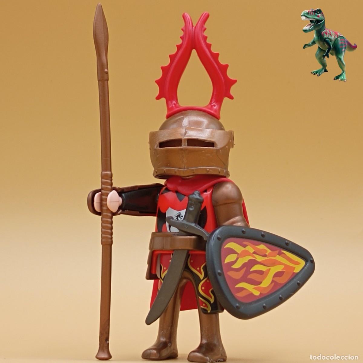 Playmobil: Playmobil figura caballero dragon rojo bronce guerrero matadragones soldado castillo medieval