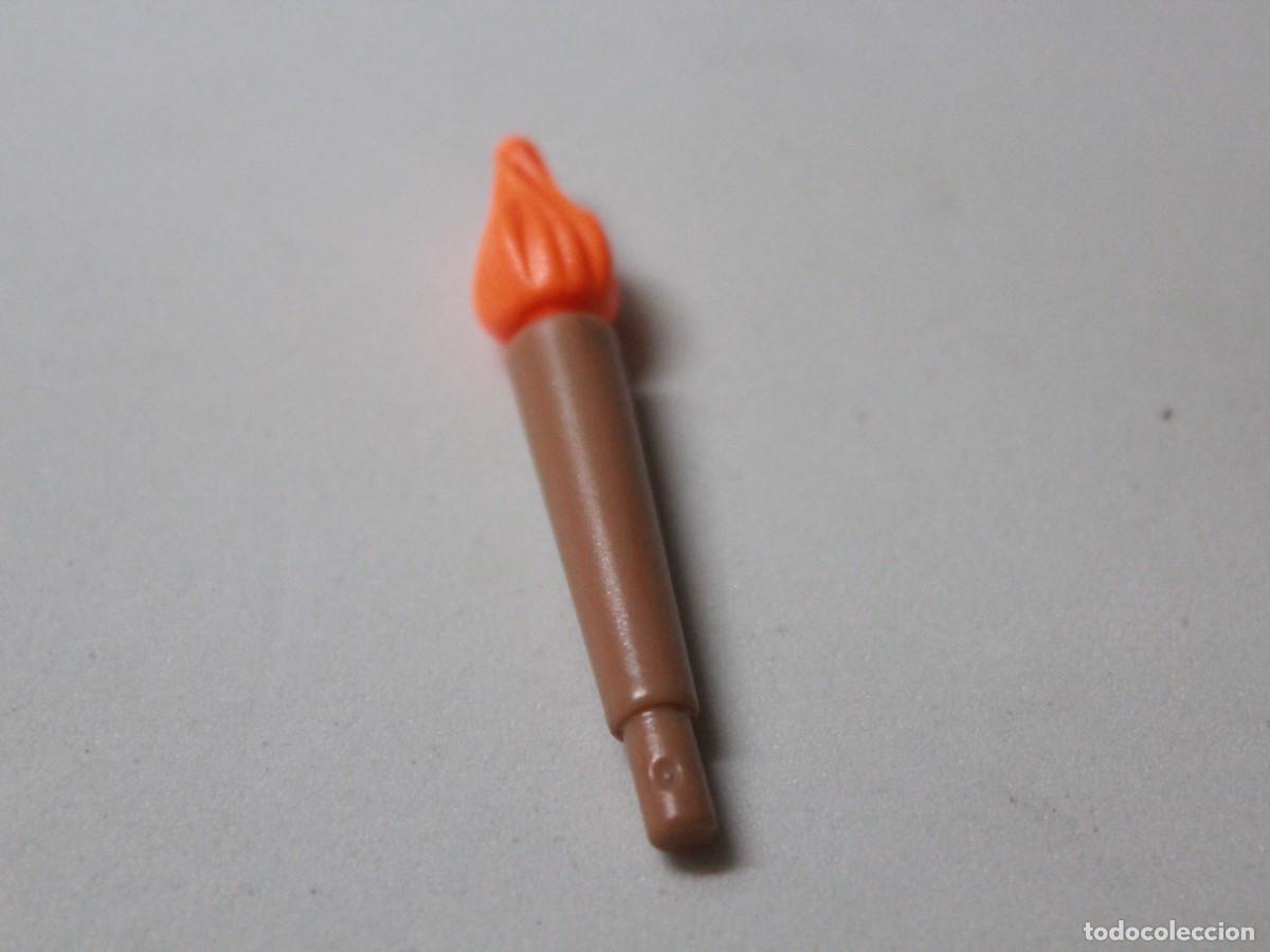 Playmobil: Accesorio playmobil antorcha marr&oacute;n con llama naranja medieval piratas