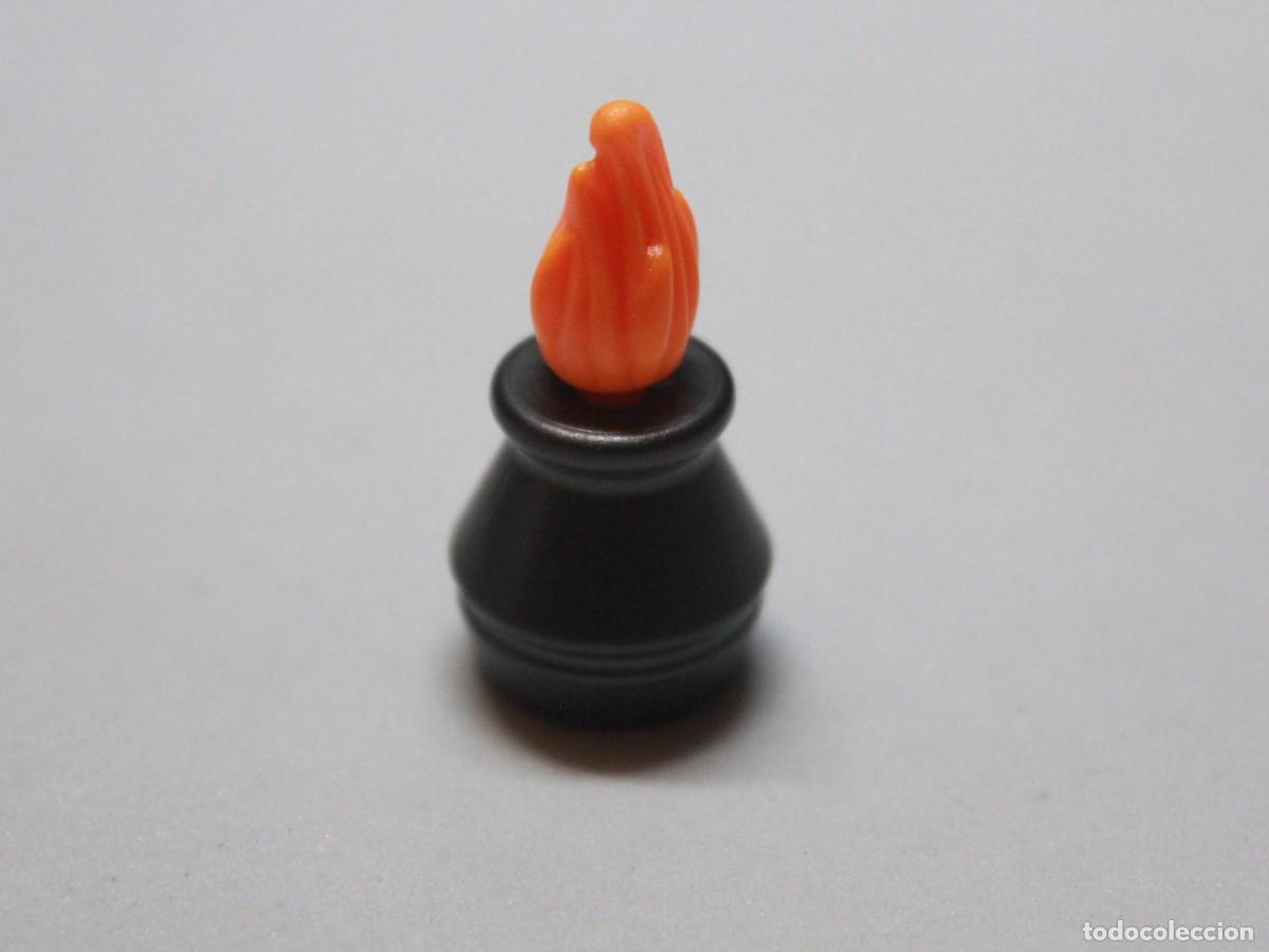 Playmobil: Accesorio playmobil caldero negro con fuego llama naranja campamento