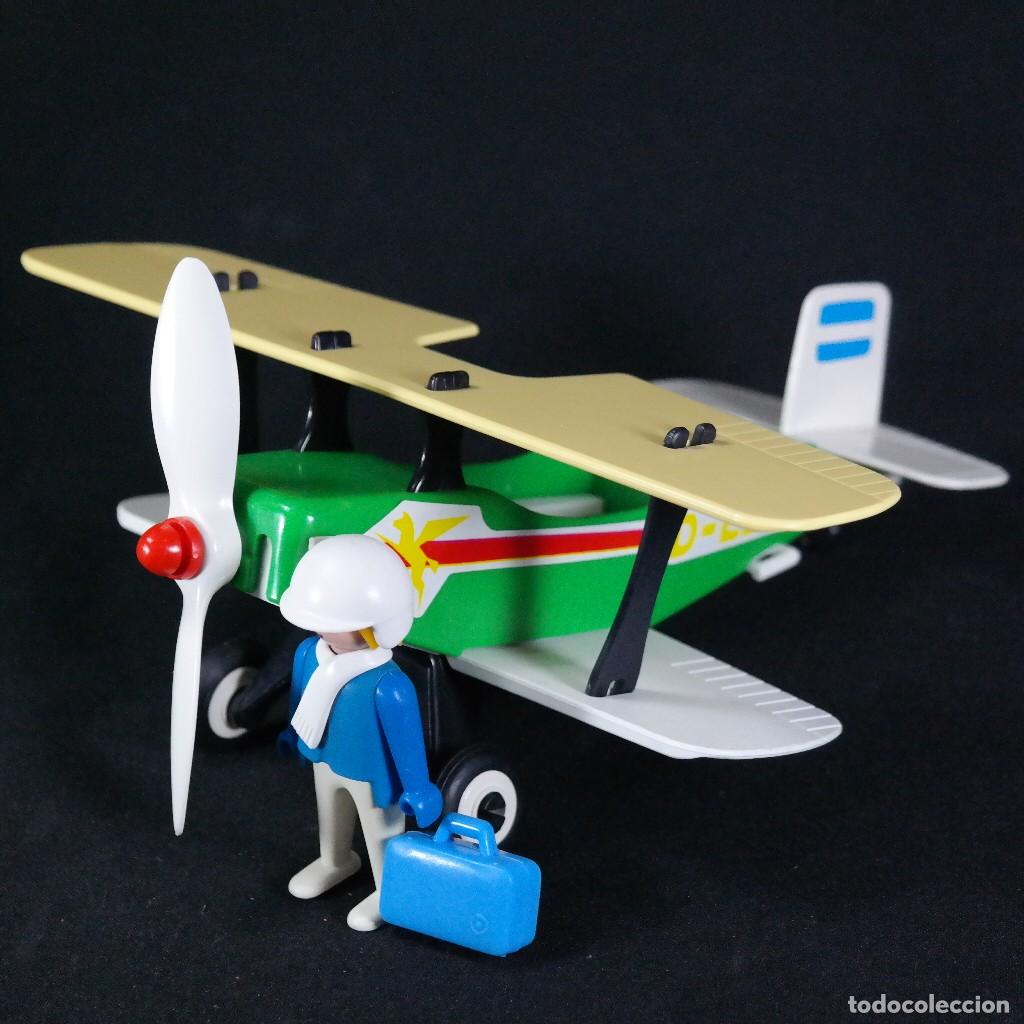 Playmobil: Playmobil biplano verde con figura ☼