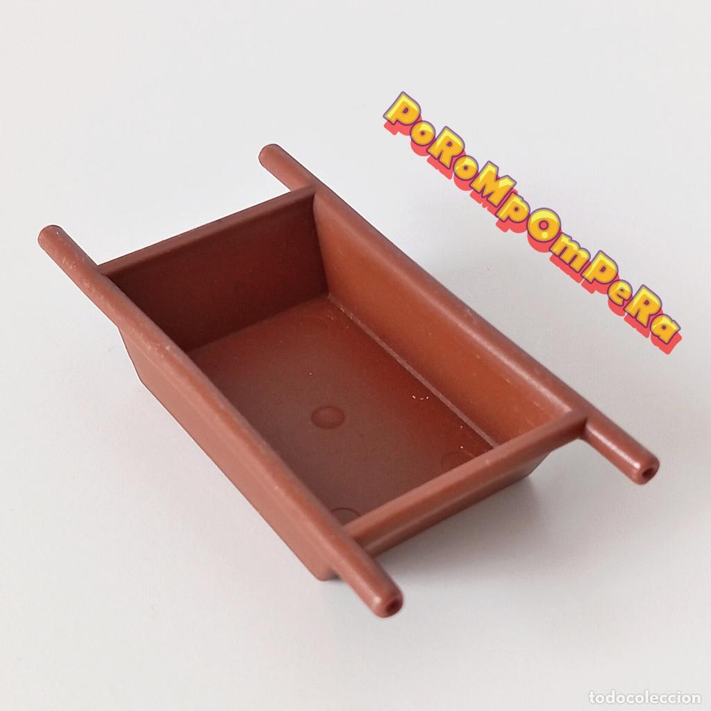 Playmobil: PLAYMOBIL artesa marr&oacute;n con asas 3201 3202 3312 3400 3492 4826 bandeja obra medieval oeste T5