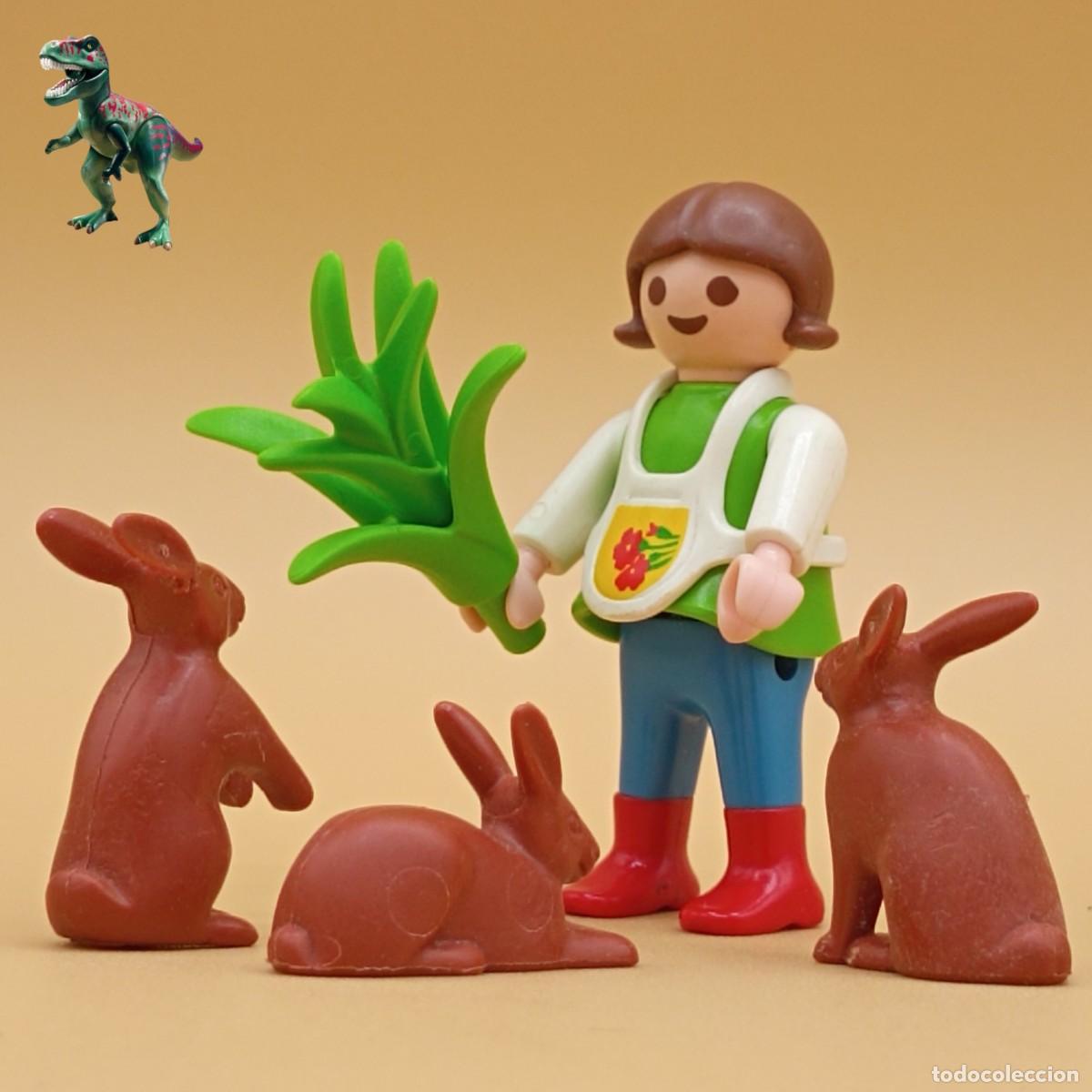 Playmobil: Playmobil figura ni&ntilde;a granjera con conejos chica de campo rancho 4529 4911