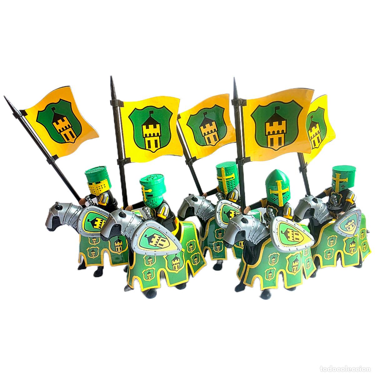 Playmobil: Playmobil 5 Caballeros a caballo Custom Castillo Medievales 3666 3667 torre amarilla