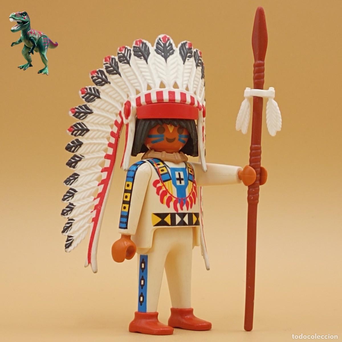 Playmobil: Playmobil figura jefe nativo americano guerrero indio oeste western sioux cherokee 4589
