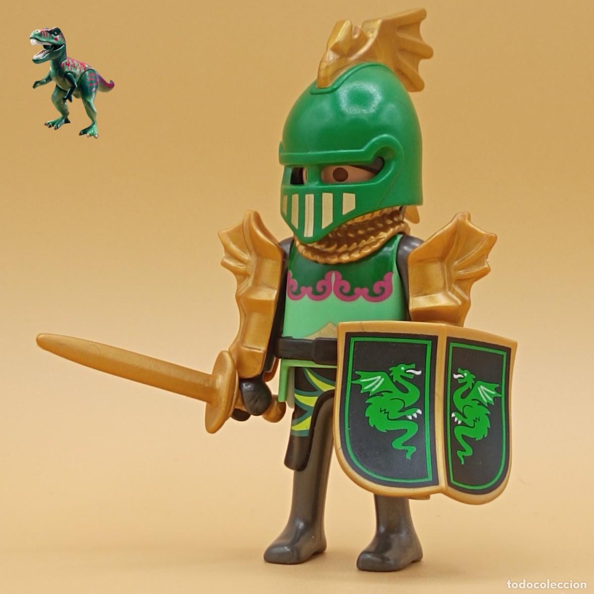 Playmobil: Playmobil figura caballero matadragones verde dorado guerrero dragon soldado castillo medieval