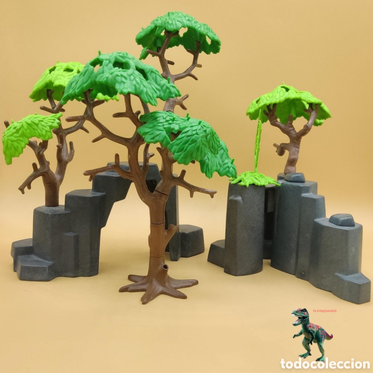 Playmobil: Playmobil diorama arboles monta&ntilde;as rocas vegetacion selva bosque rio lago safari zoo paisaje western