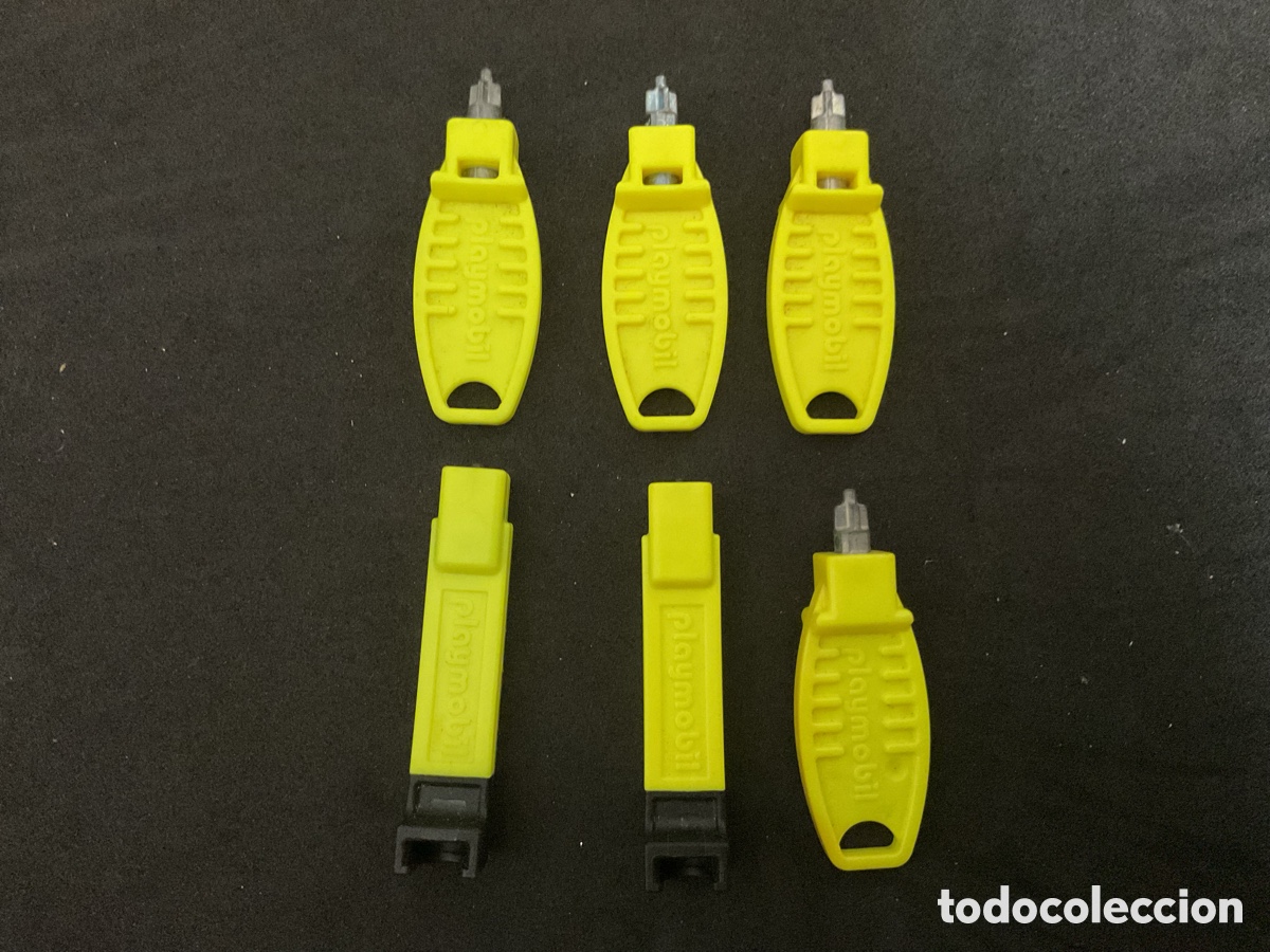 Playmobil: ACCESORIOS PLAYMOBILS. CONECTORES LLAVES AMARILLAS DESTORNILLADOR, HERRAMIENTAS.