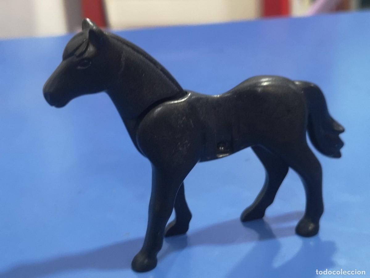 Playmobil: Playmobil caballo negro medieval soldado granja Pow