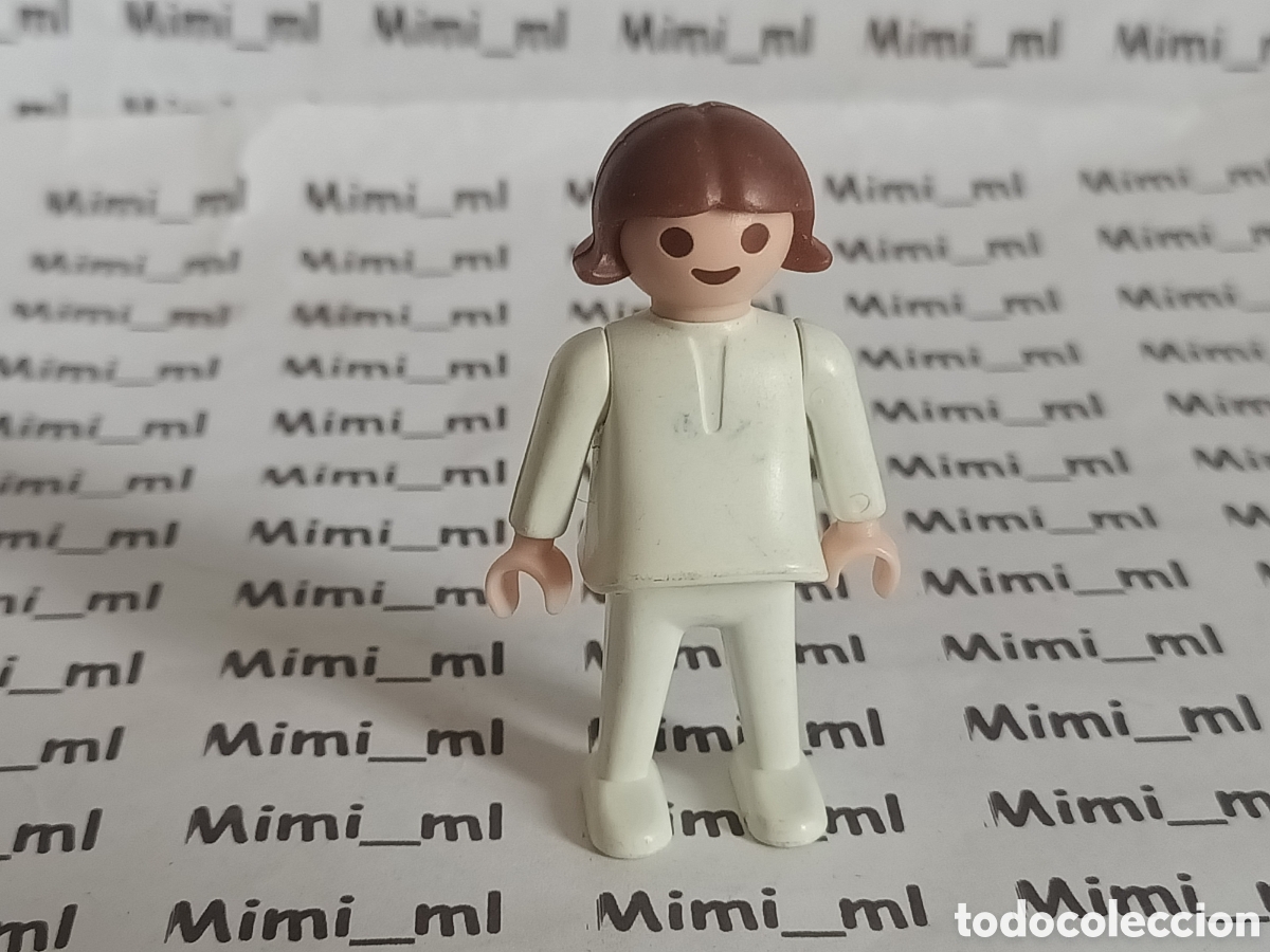 Playmobil: Playmobil figura ni&ntilde;a primera &eacute;poca color blanco