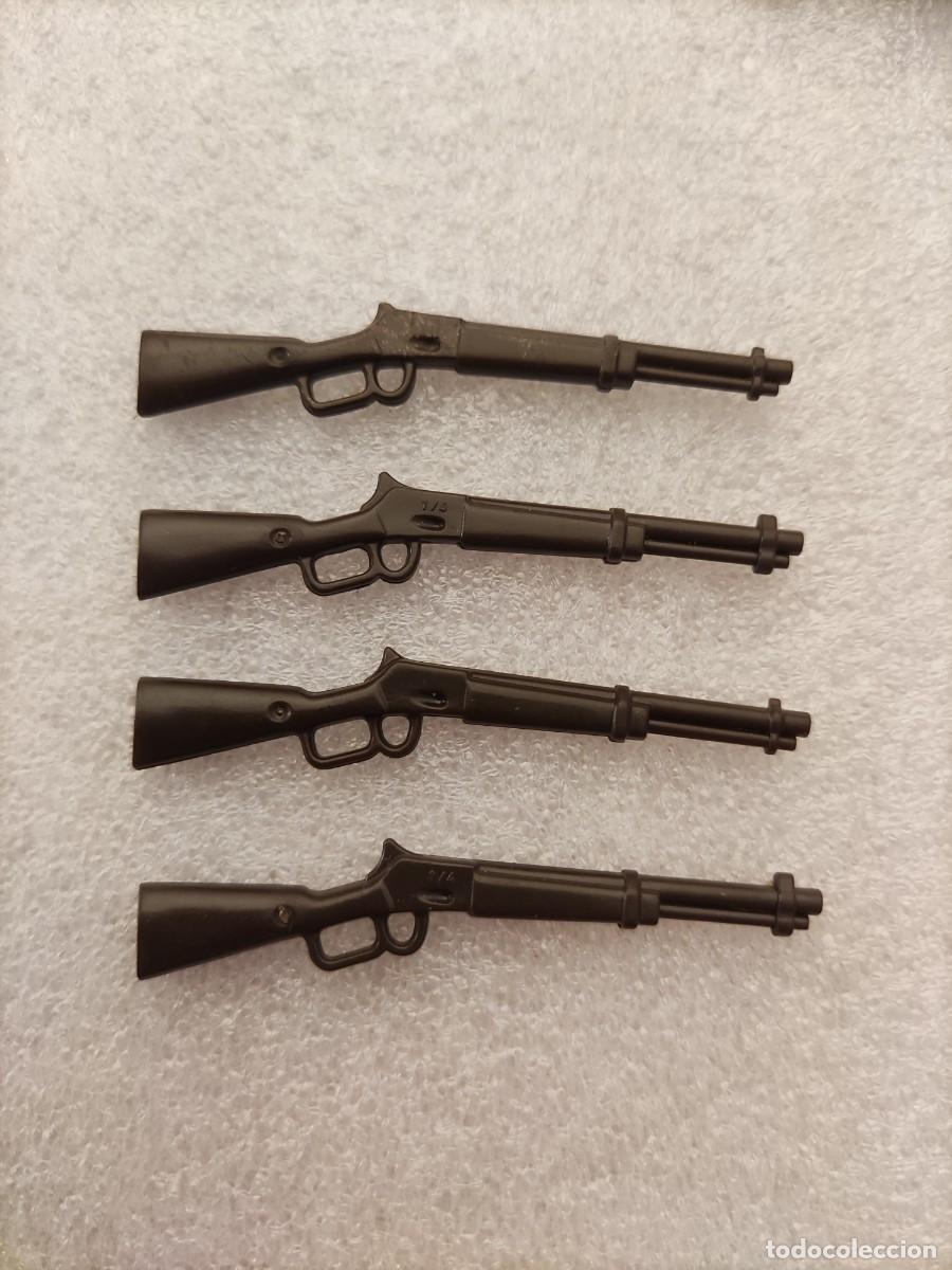 Playmobil: 4 rifles escopeta marr&oacute;n oscuro armas oeste Playmobil