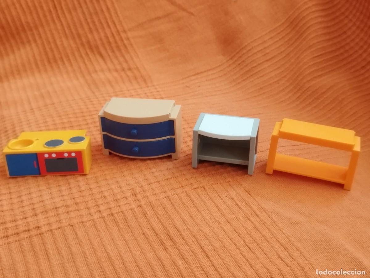 Playmobil: Figura Playmobil. 4 piezas de Mobiliario, cocina. Cajonera casa moderna.